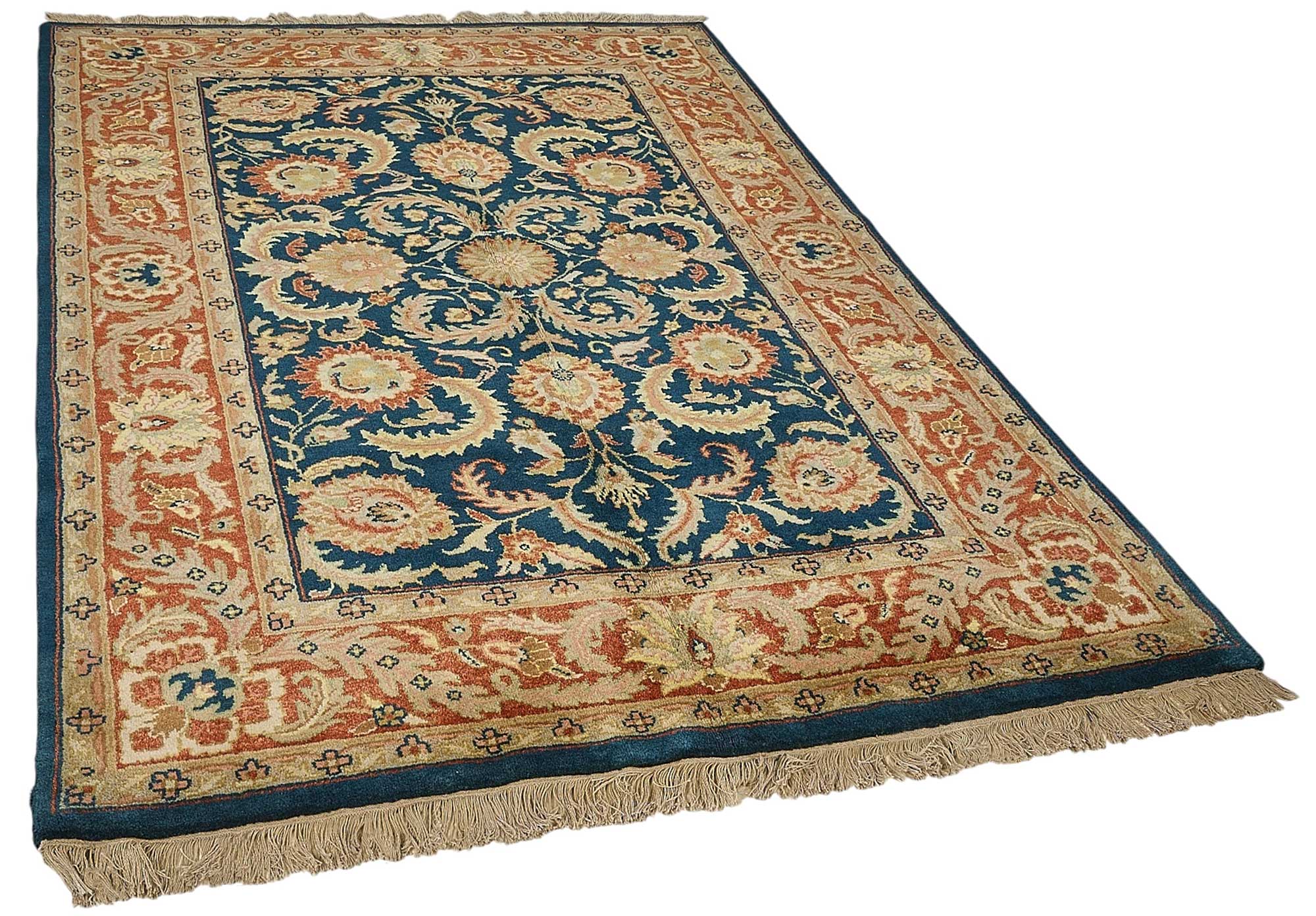 5x8 Blue Traditional Floral Oushak Rug - 51557