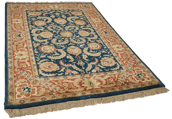 5x8 Blue Traditional Floral Oushak Rug - 51557