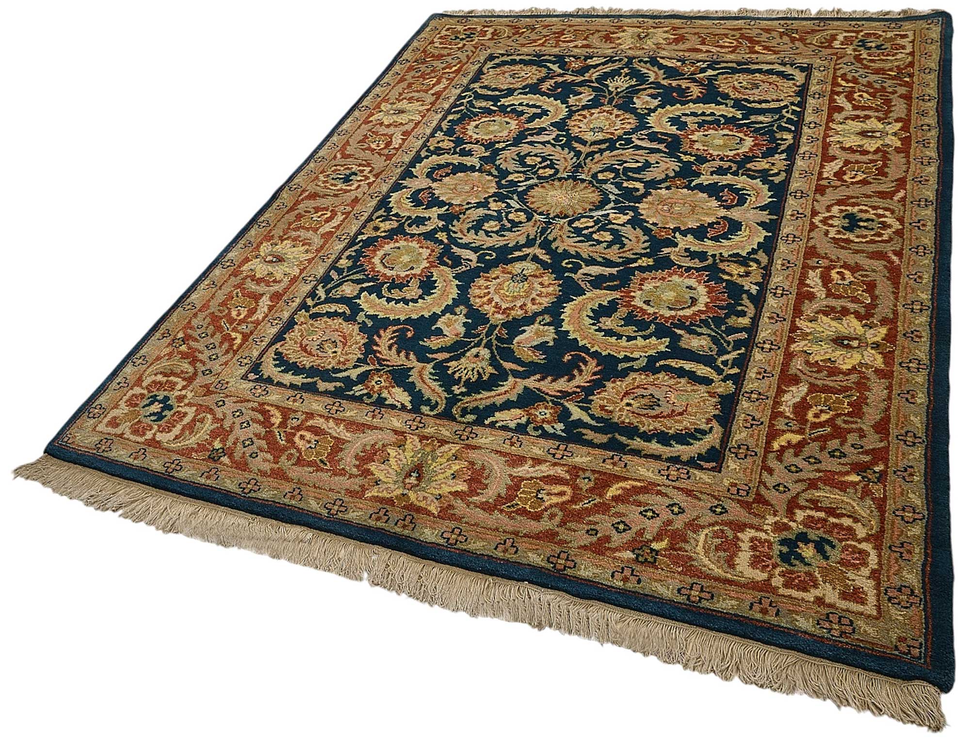 5x8 Blue Traditional Floral Oushak Rug - 51557