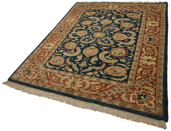 5x8 Blue Traditional Floral Oushak Rug - 51557