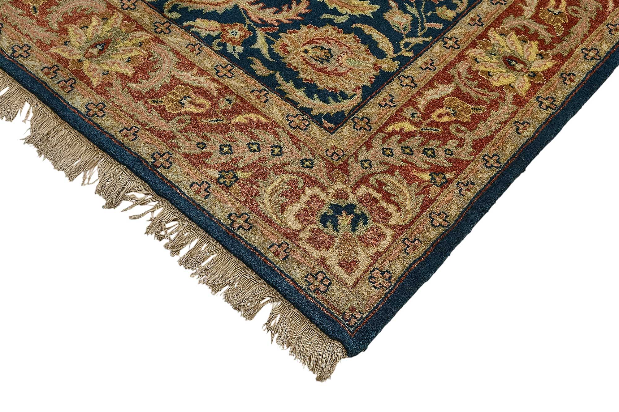 5x8 Blue Traditional Floral Oushak Rug - 51557