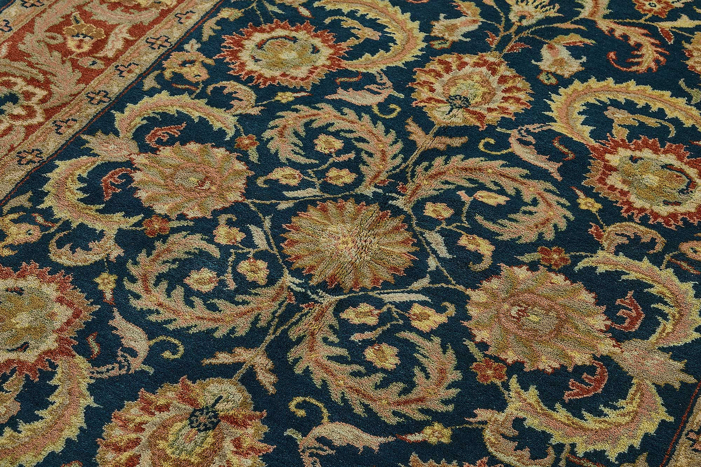 5x8 Blue Traditional Floral Oushak Rug - 51557