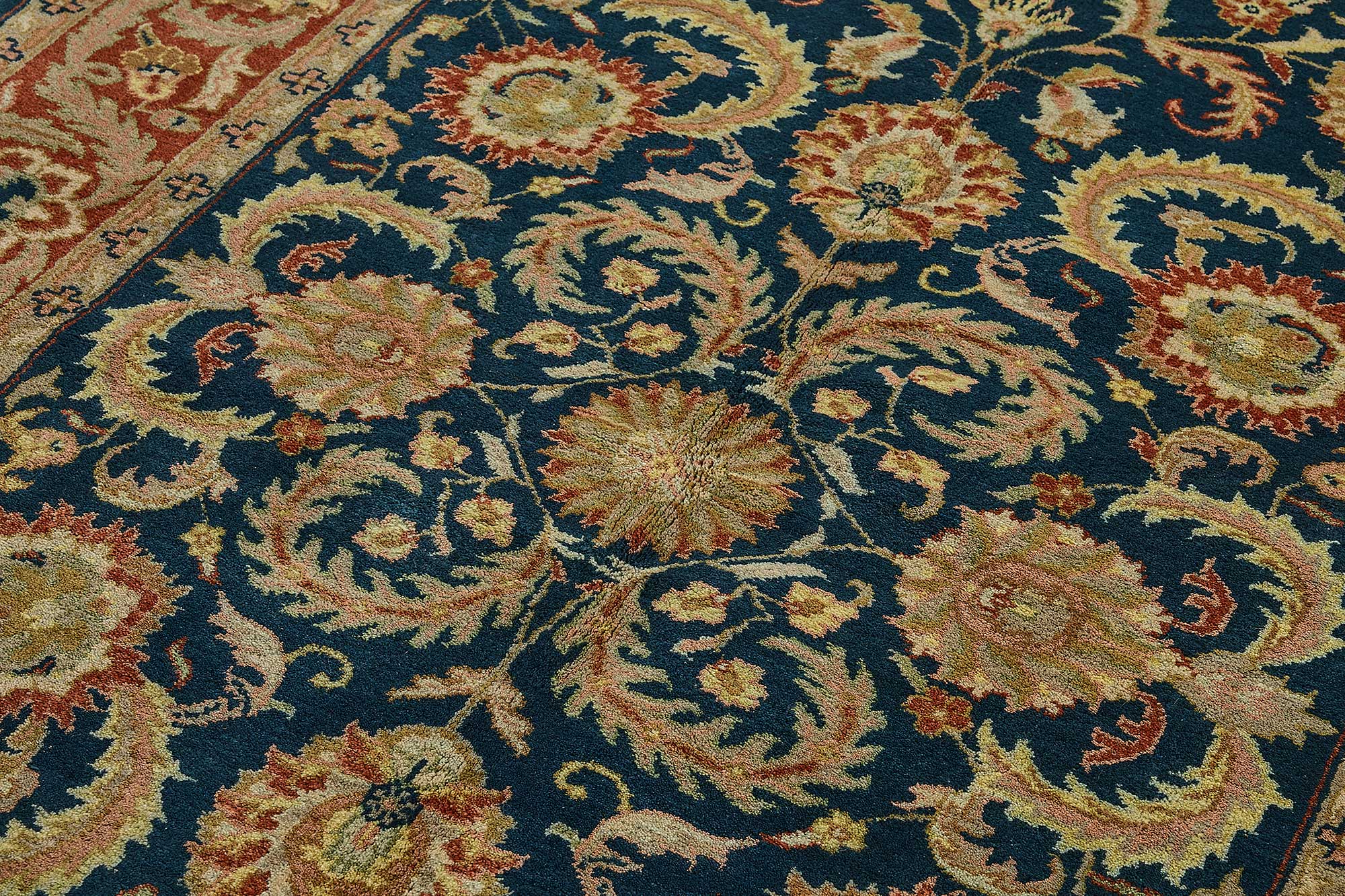 5x8 Blue Traditional Floral Oushak Rug - 51557