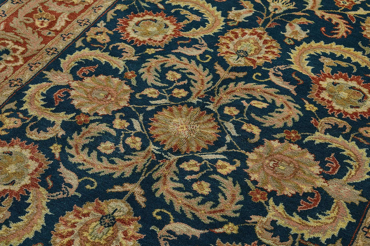 5x8 Blue Traditional Floral Oushak Rug - 51557