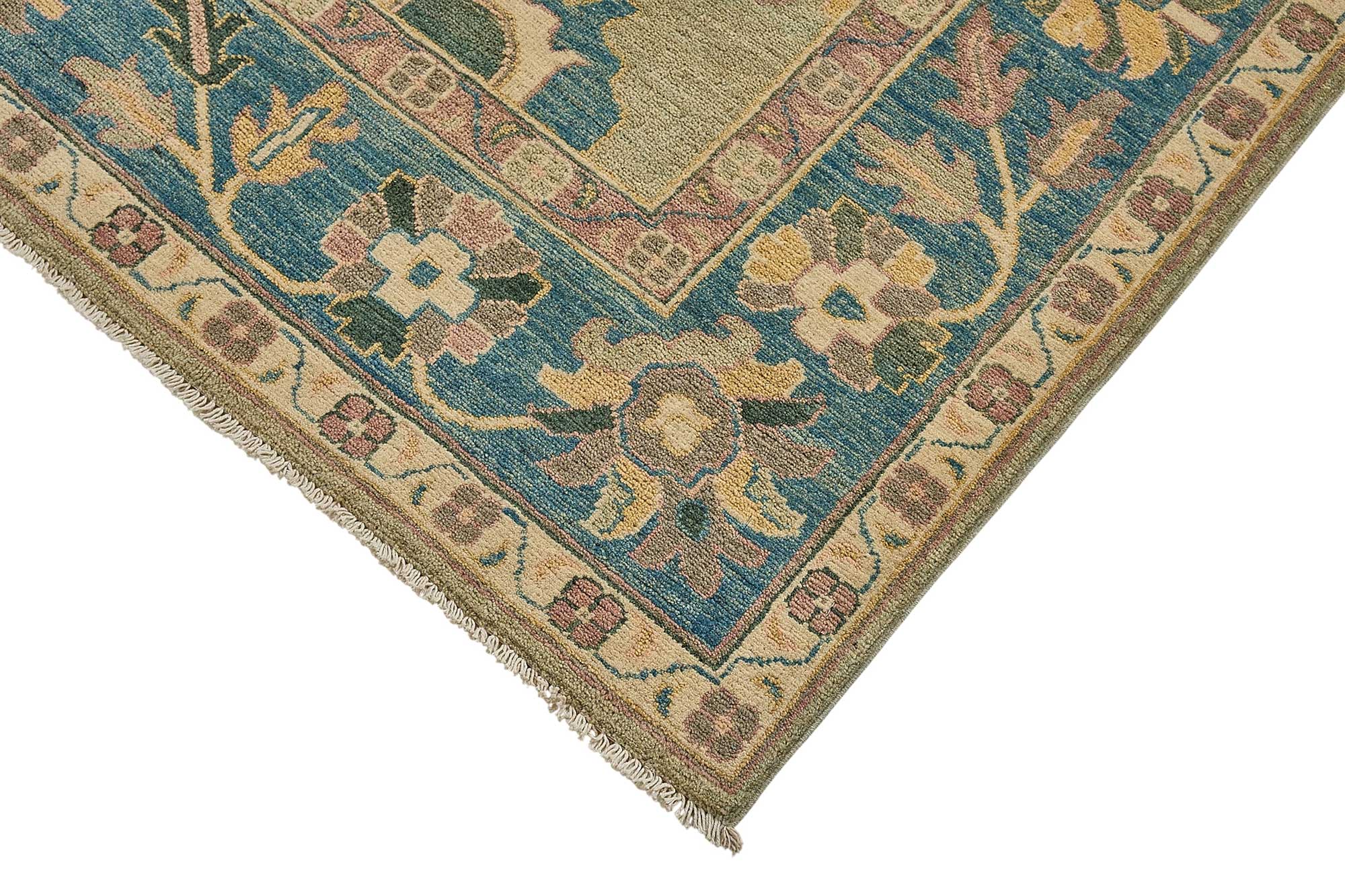 6x7 Beige Handmade Floral Oushak Rug - 51558