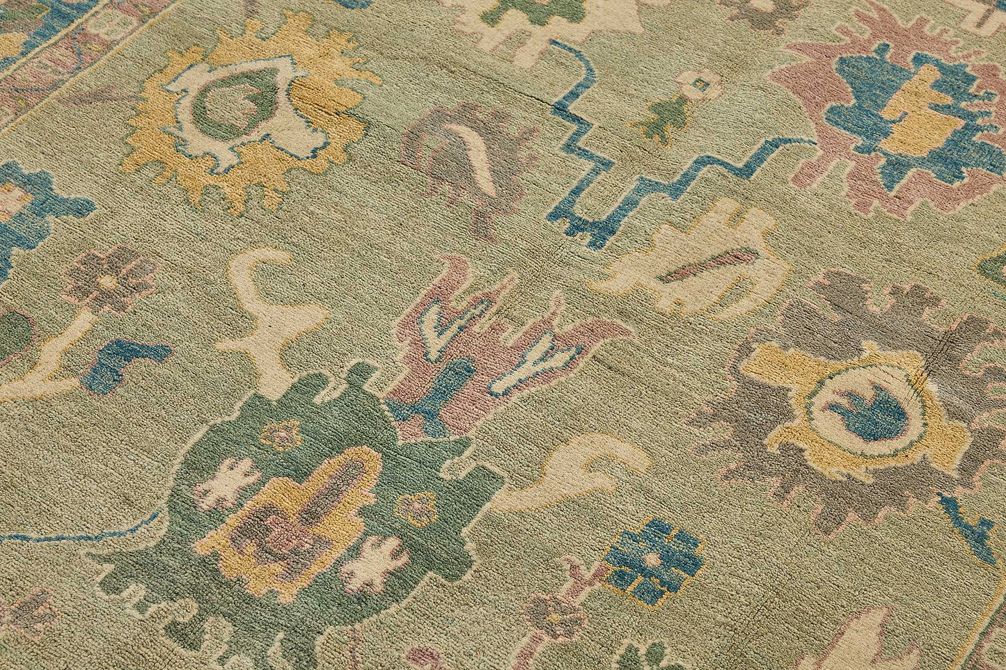 6x7 Beige Handmade Floral Oushak Rug - 51558