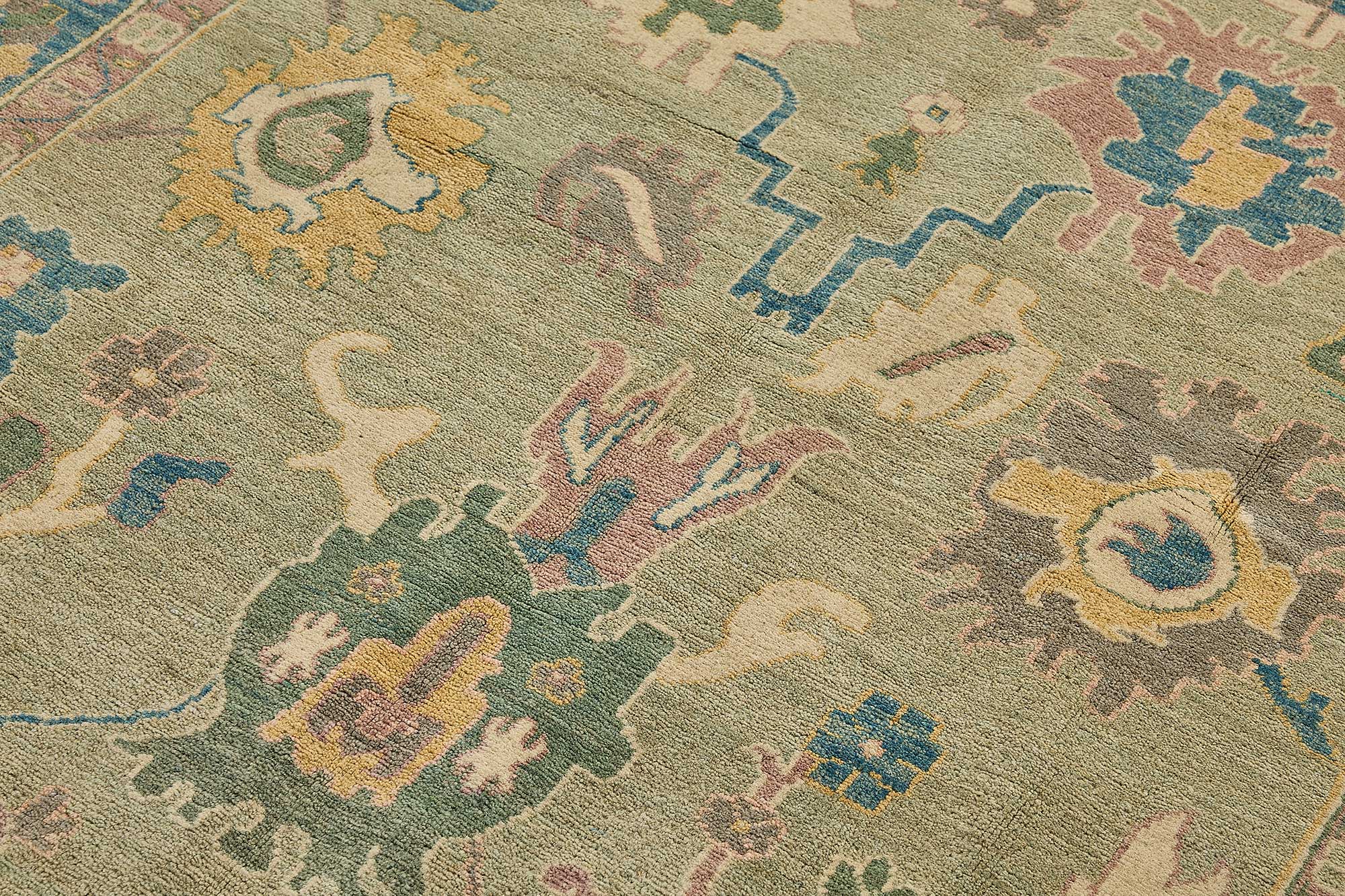 6x7 Beige Handmade Floral Oushak Rug - 51558
