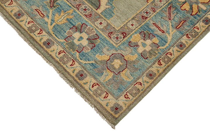 5x8 Blue Turkish Floral Oushak Rug - 51559