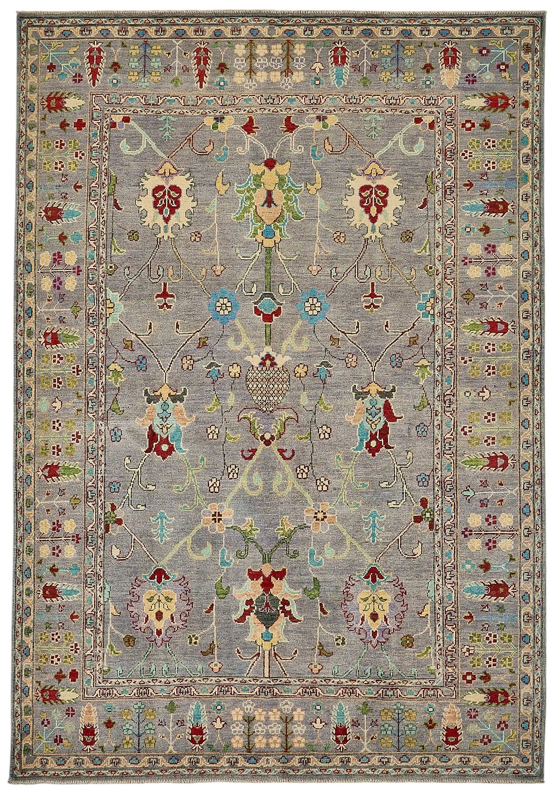 5x8 Purple Floral Oushak Rug - 51560