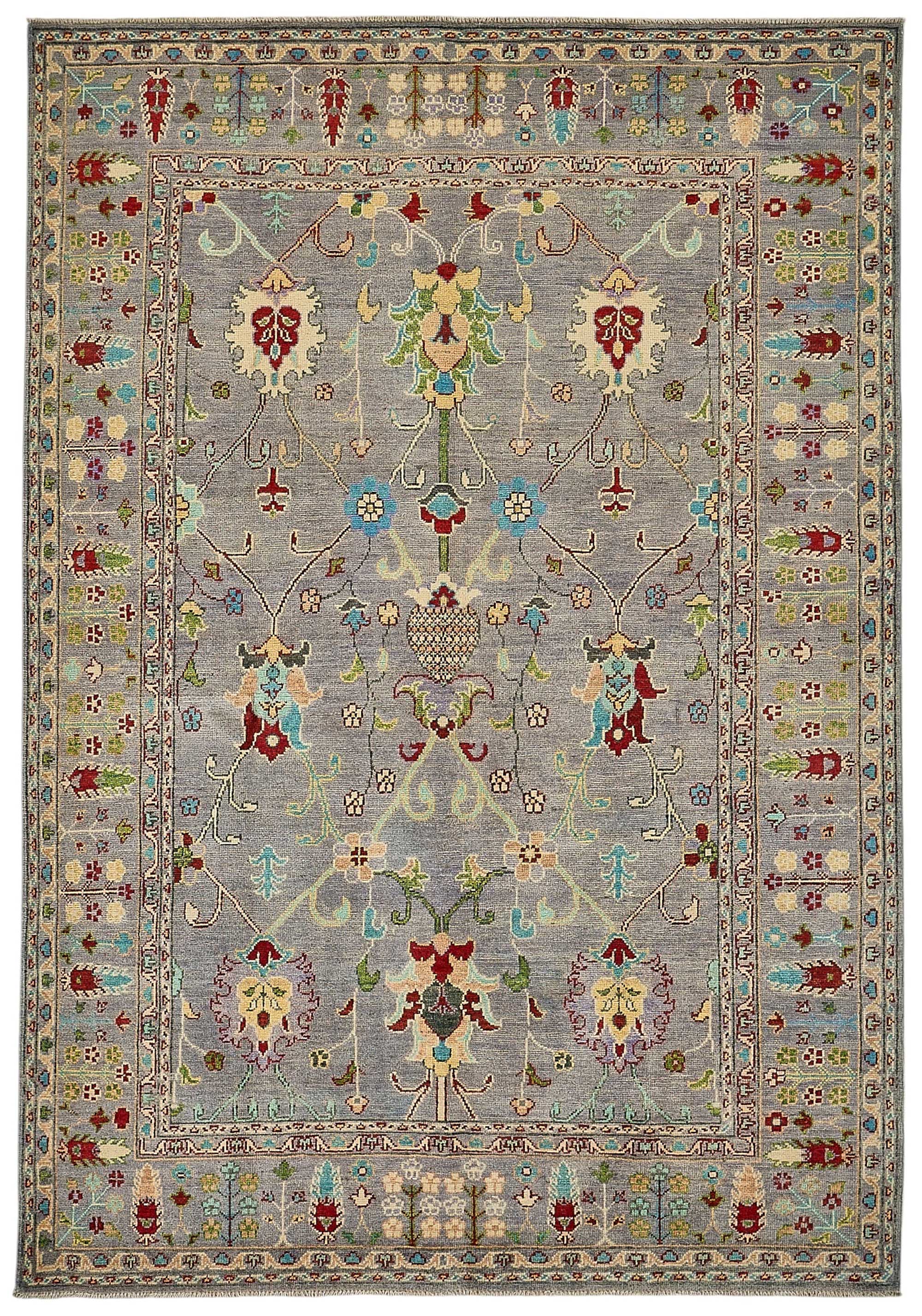 5x8 Purple Floral Oushak Rug - 51560