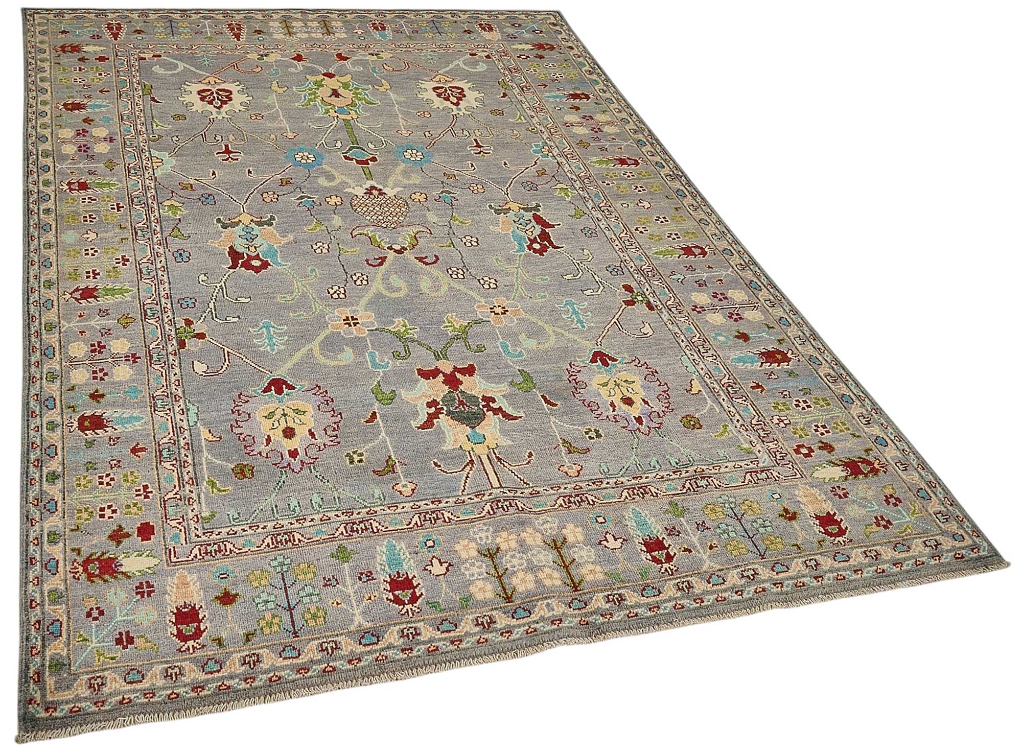 5x8 Purple Floral Oushak Rug - 51560