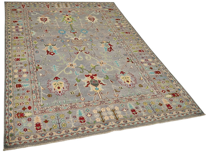 5x8 Purple Floral Oushak Rug - 51560