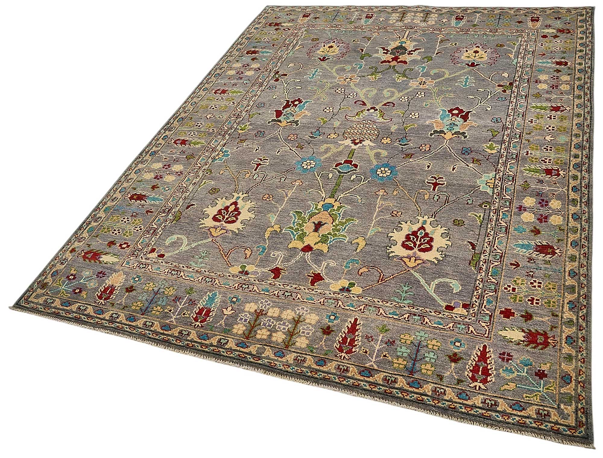 5x8 Purple Floral Oushak Rug - 51560