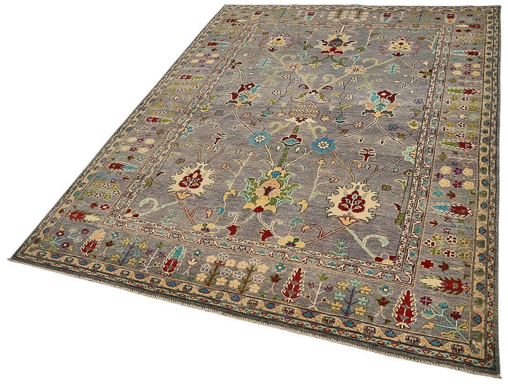5x8 Purple Floral Oushak Rug - 51560