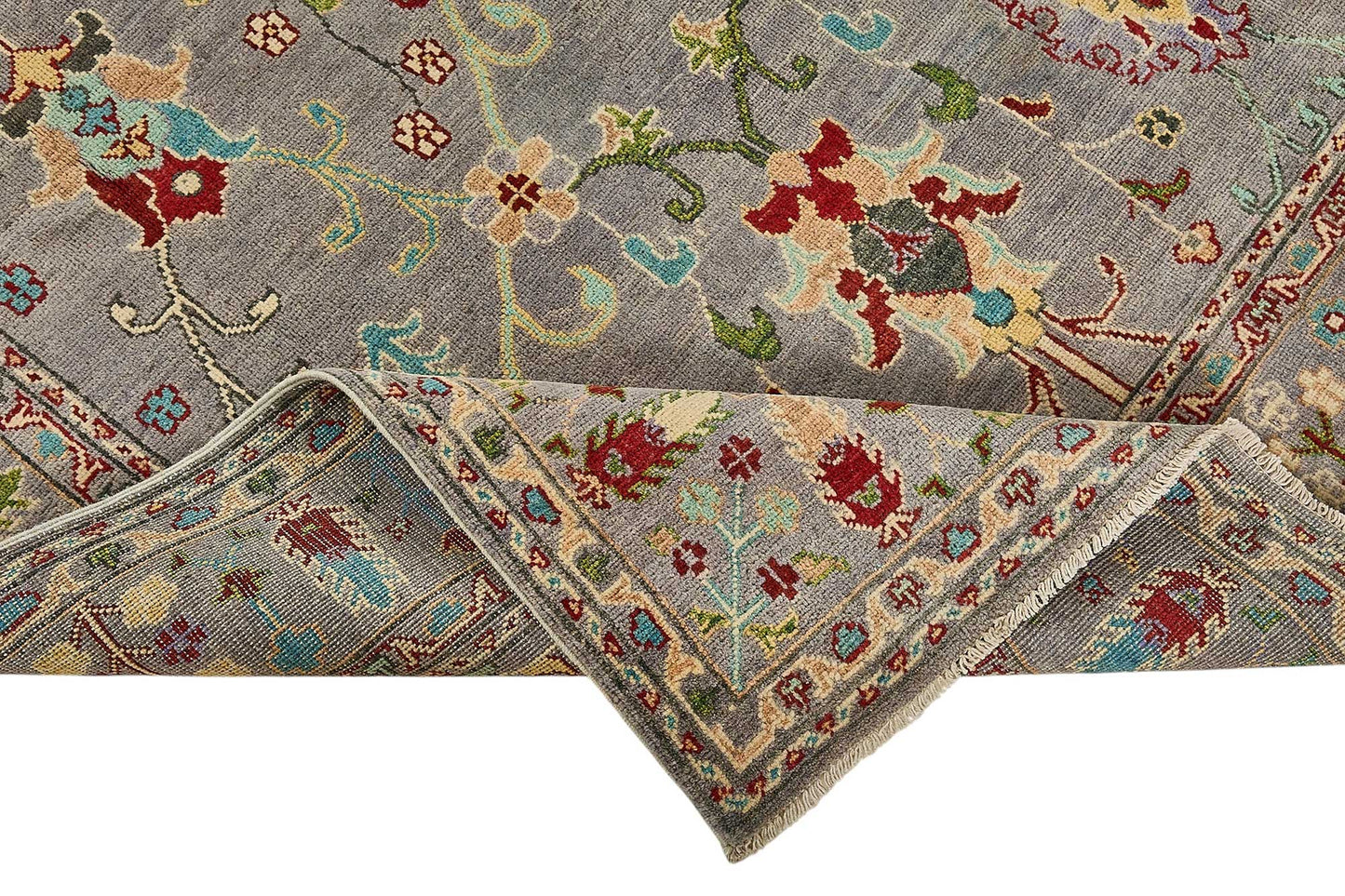 5x8 Purple Floral Oushak Rug - 51560