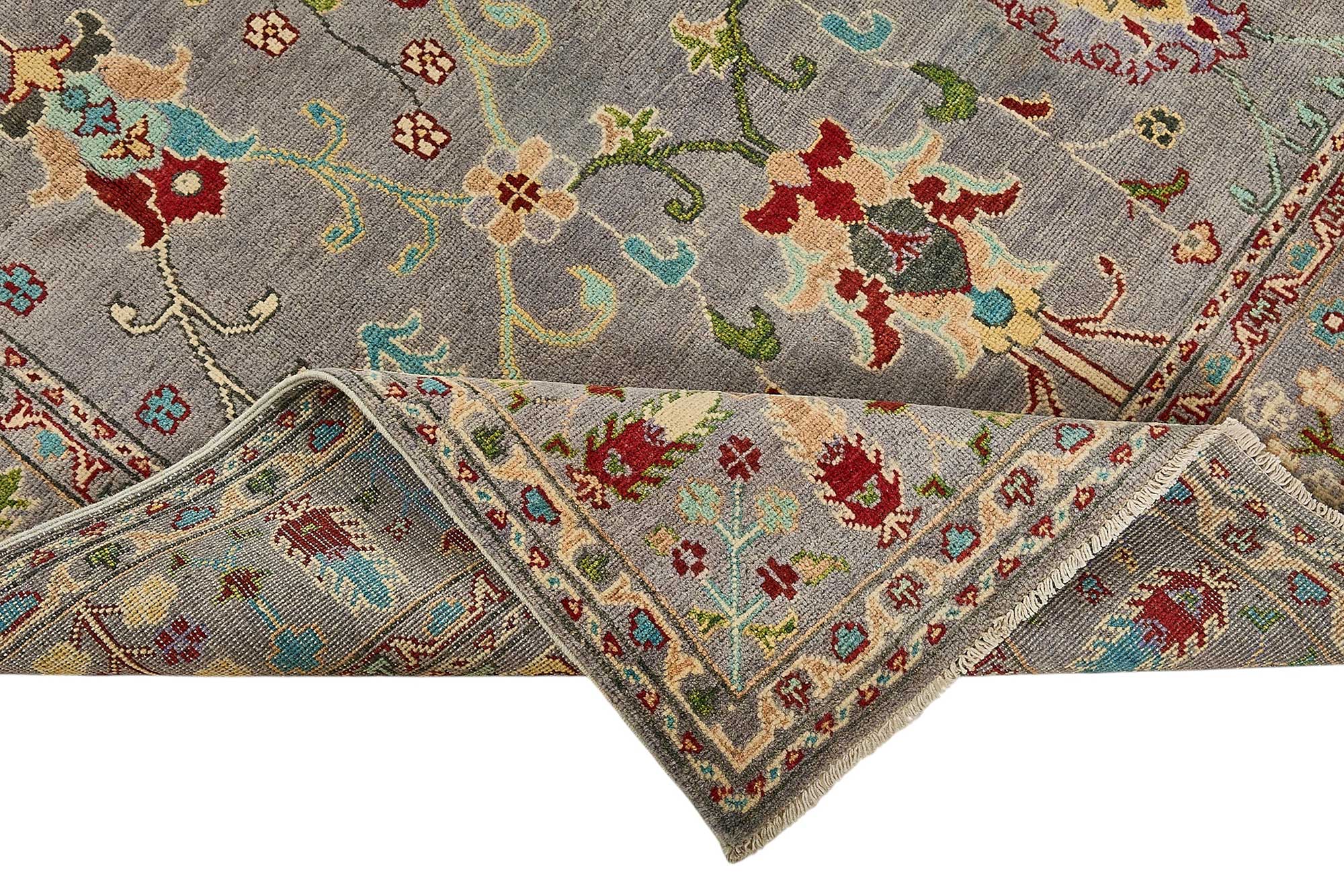5x8 Purple Floral Oushak Rug - 51560