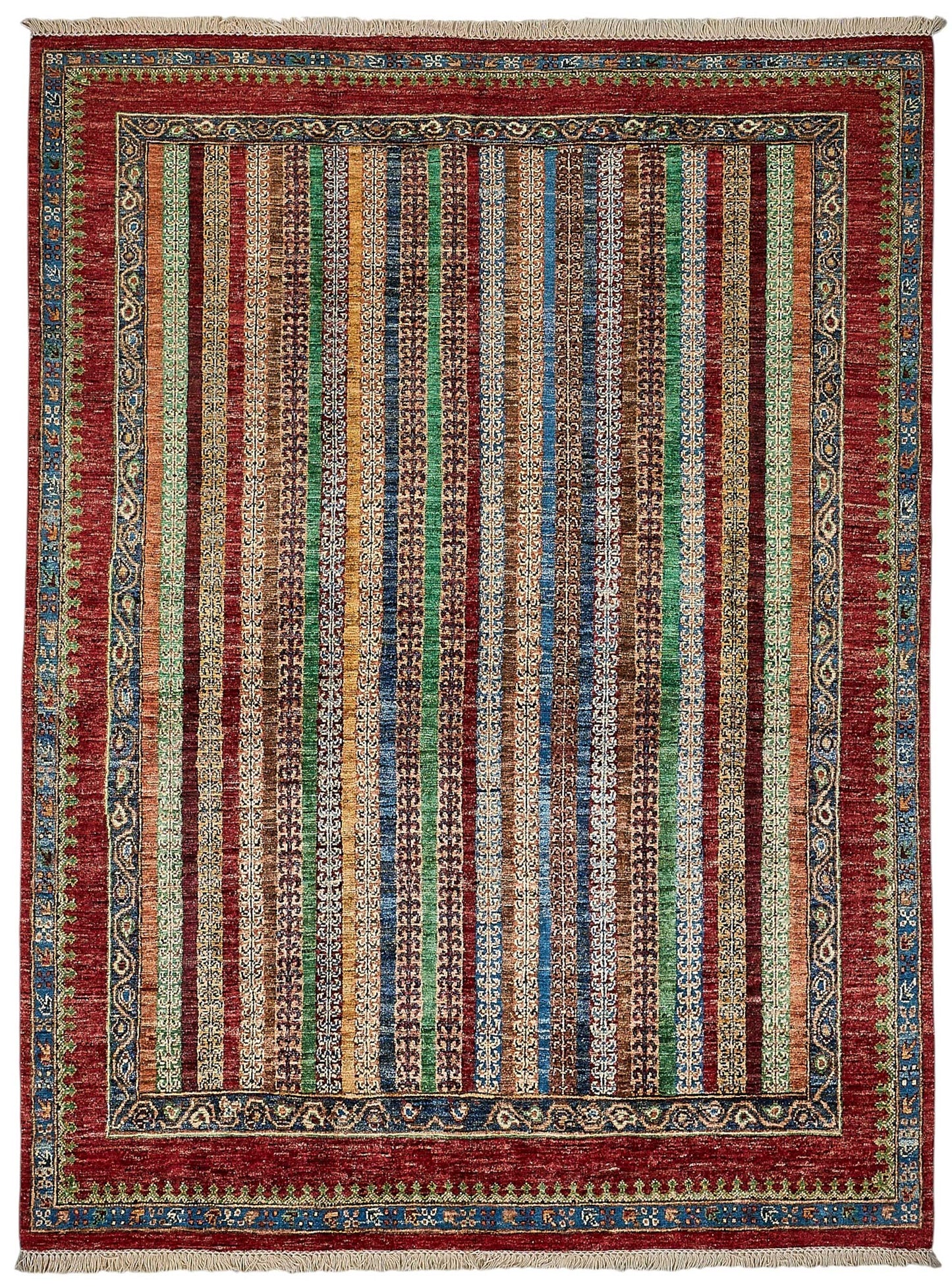 6x8 Multicolor Contemporary Striped Oushak Rug - 51561