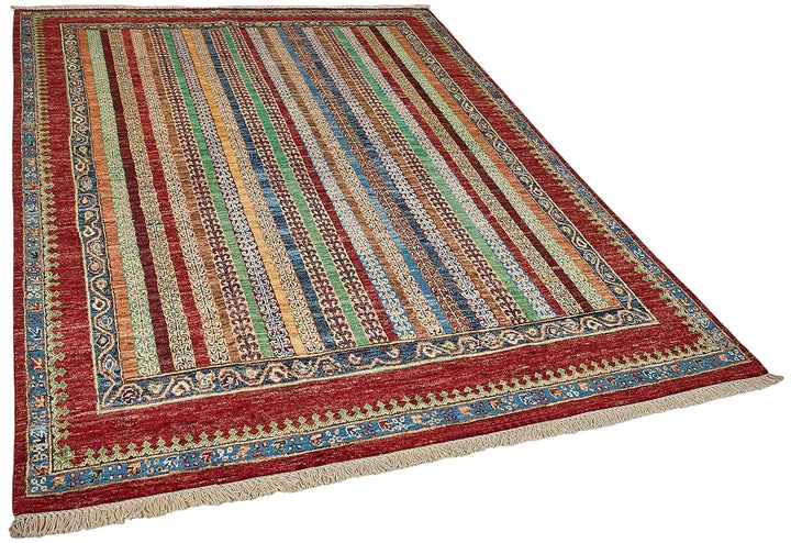 6x8 Multicolor Contemporary Striped Oushak Rug - 51561