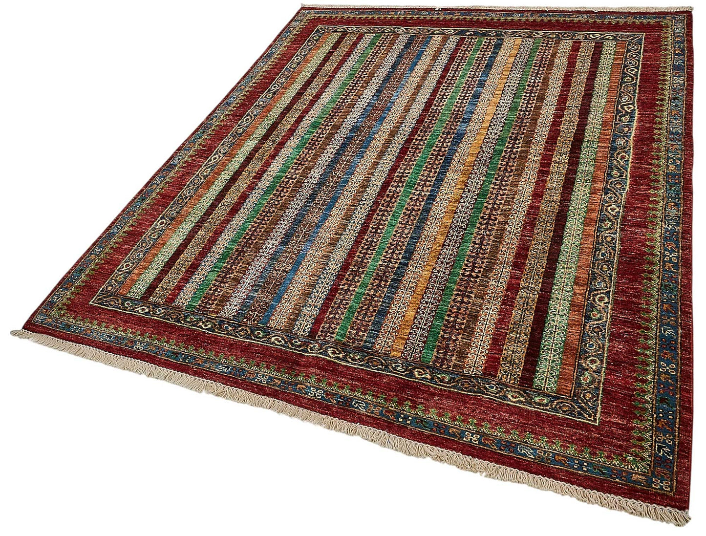 6x8 Multicolor Contemporary Striped Oushak Rug - 51561