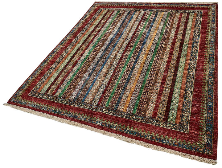 6x8 Multicolor Contemporary Striped Oushak Rug - 51561