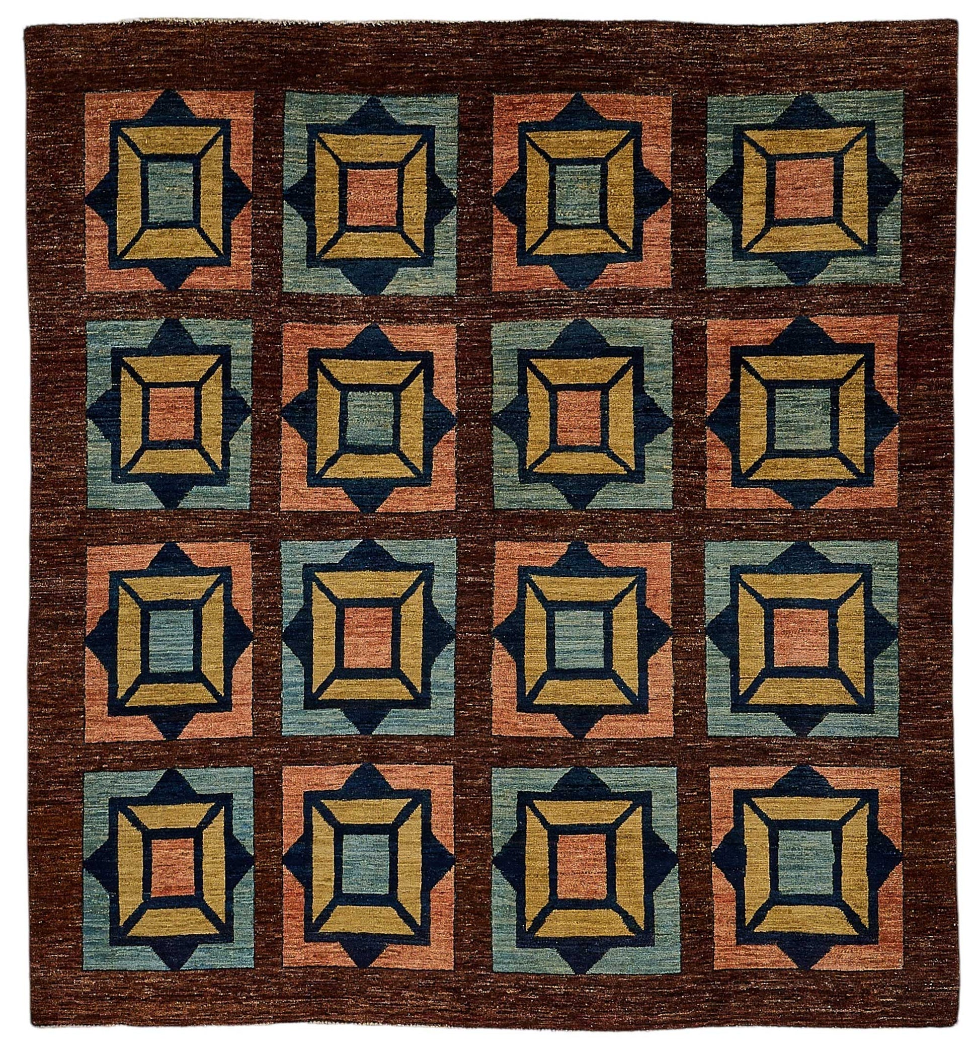 7x7 Brown Traditional Geometric Oushak Rug - 51562