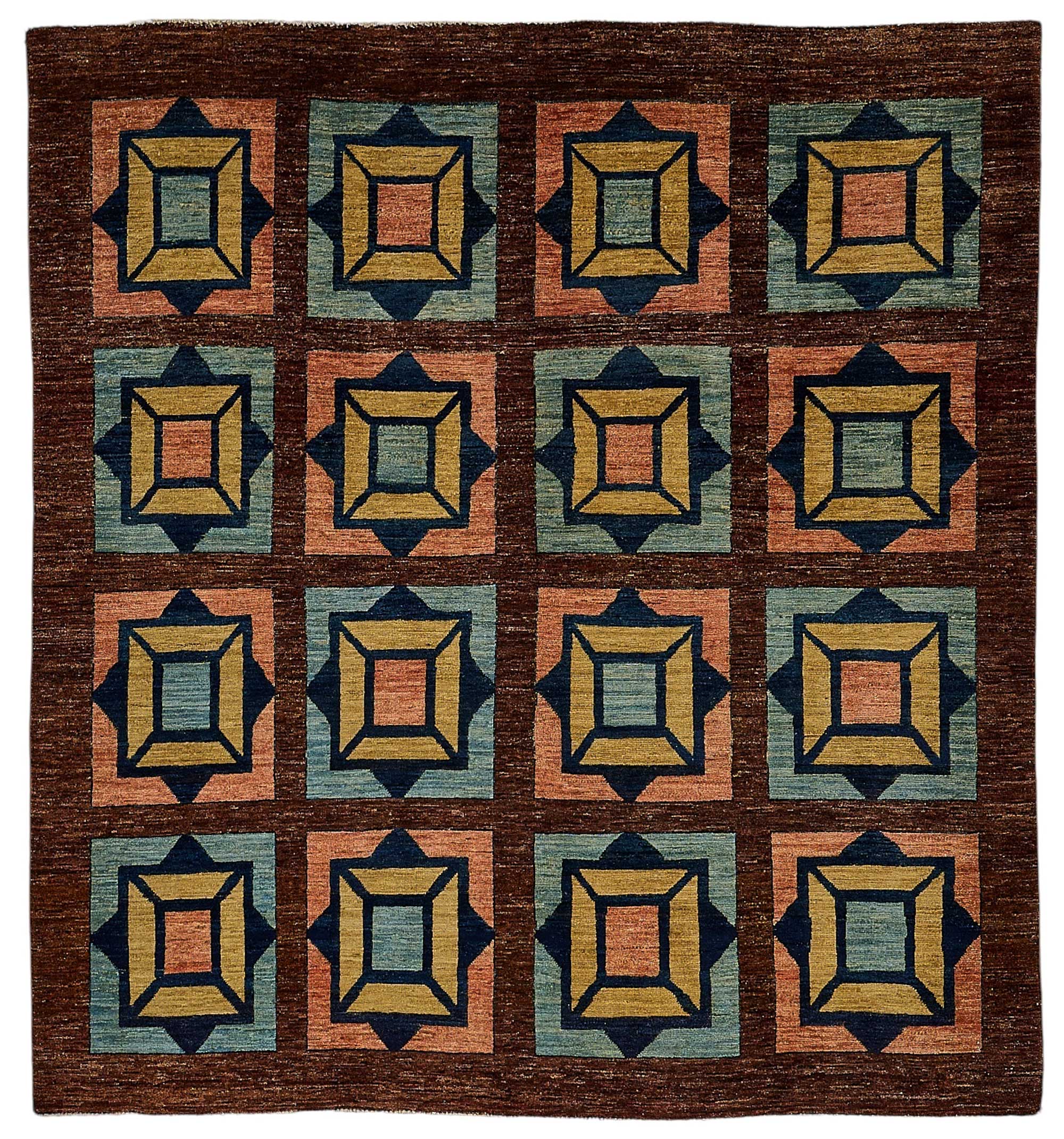 7x7 Brown Traditional Geometric Oushak Rug - 51562