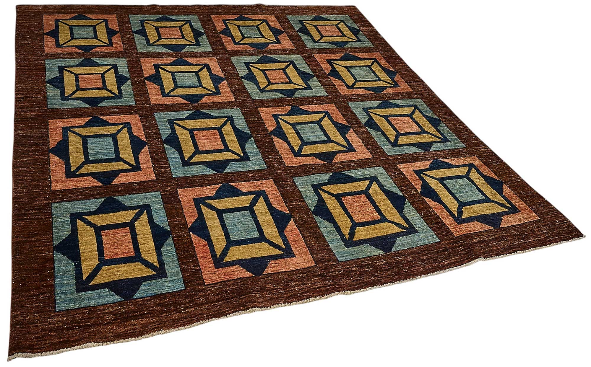 7x7 Brown Traditional Geometric Oushak Rug - 51562