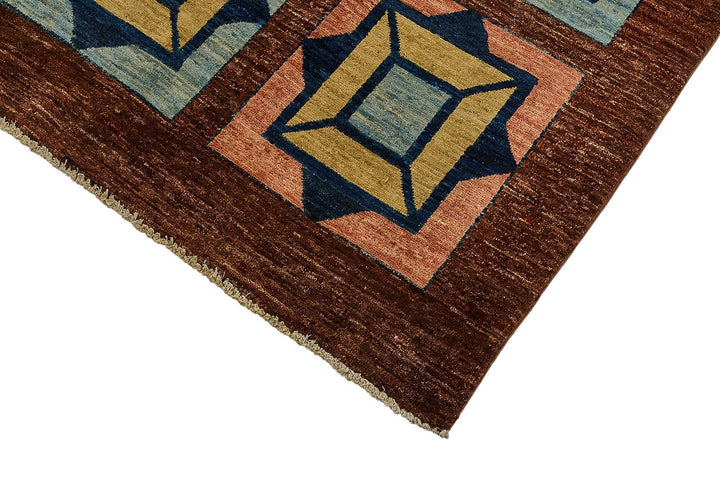 7x7 Brown Traditional Geometric Oushak Rug - 51562