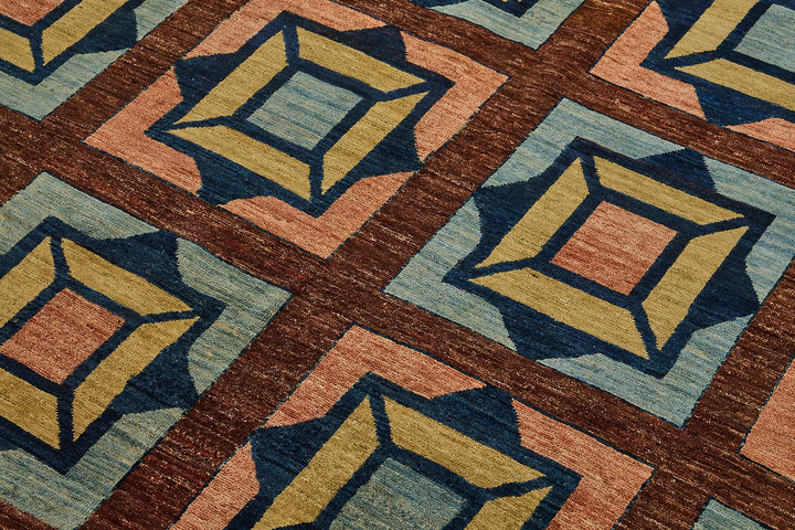 7x7 Brown Traditional Geometric Oushak Rug - 51562