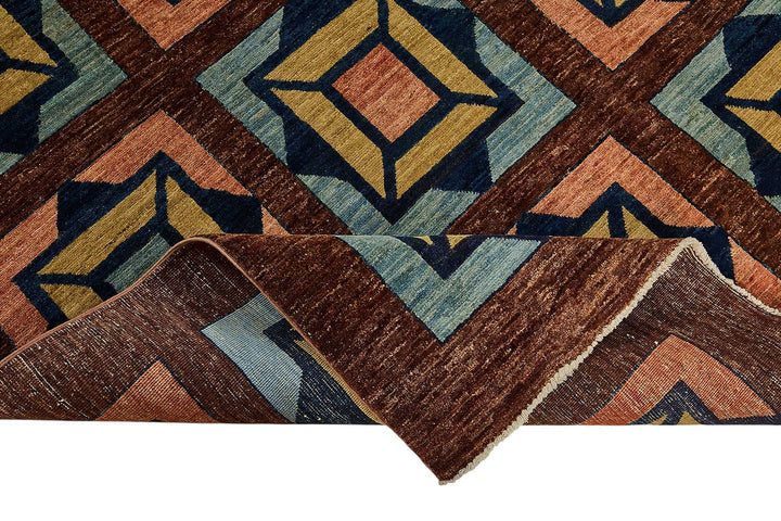 7x7 Brown Traditional Geometric Oushak Rug - 51562