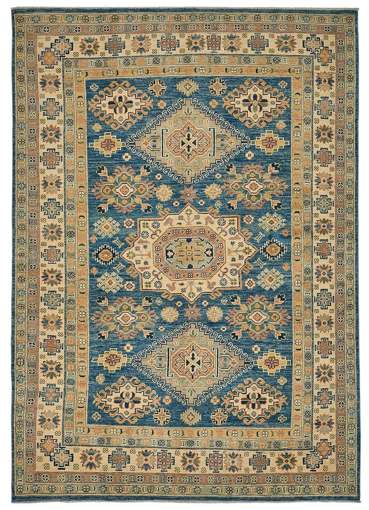 6x8 Blue Turkish Medallion Oushak Rug - 51563