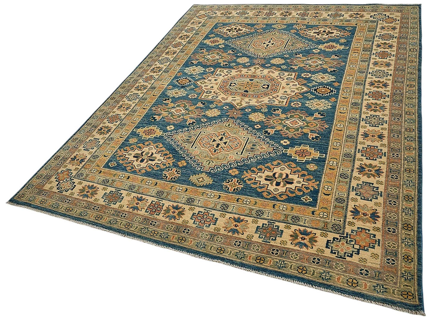 6x8 Blue Turkish Medallion Oushak Rug - 51563