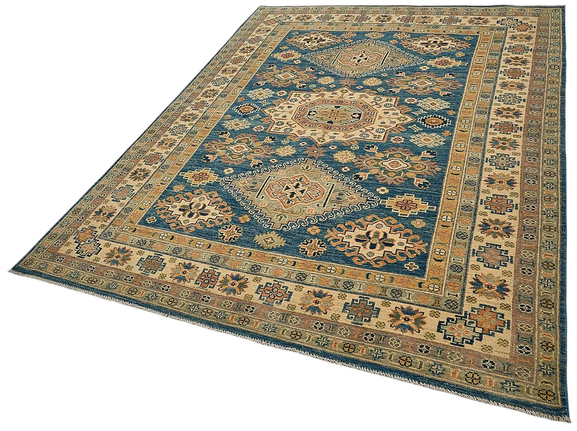 6x8 Blue Turkish Medallion Oushak Rug - 51563