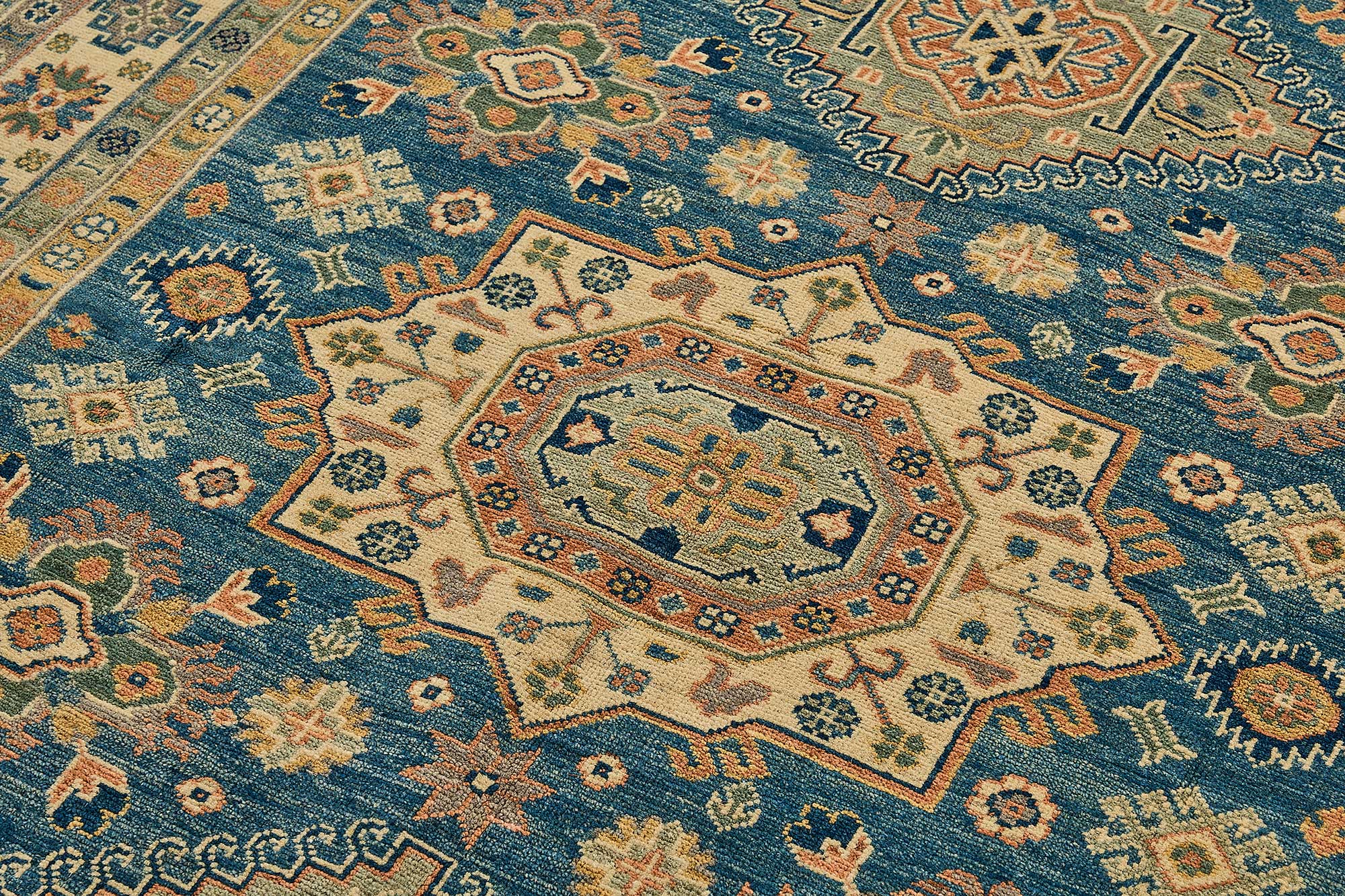 6x8 Blue Turkish Medallion Oushak Rug - 51563