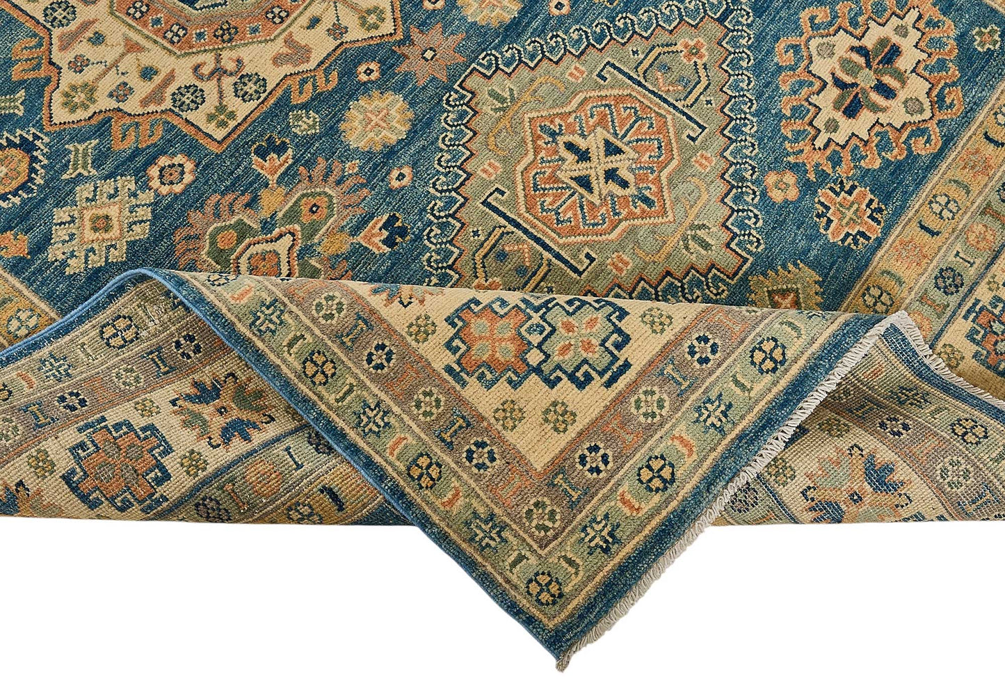 6x8 Blue Turkish Medallion Oushak Rug - 51563