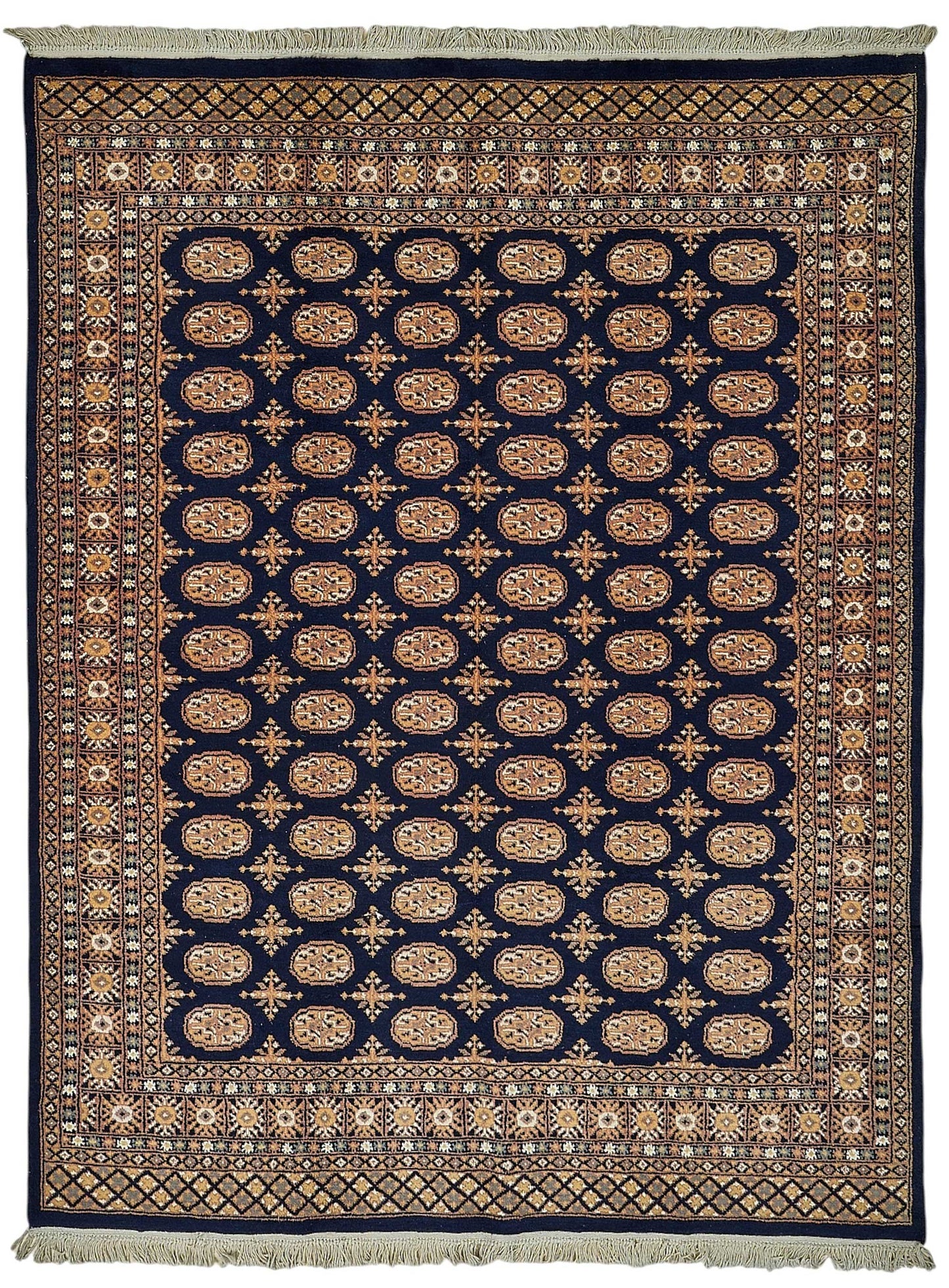 6x8 Blue Handmade Geometric Oushak Rug - 51565