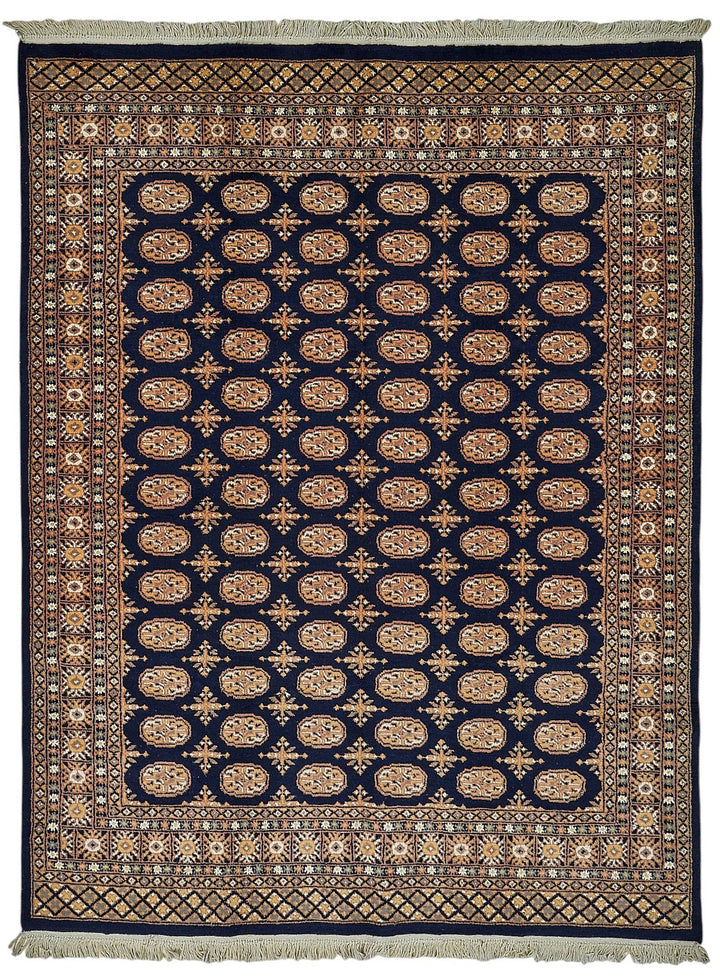 6x8 Blue Handmade Geometric Oushak Rug - 51565