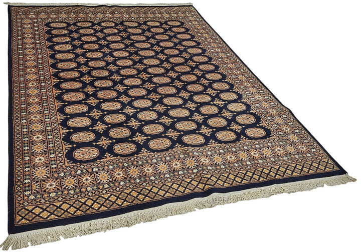 6x8 Blue Handmade Geometric Oushak Rug - 51565