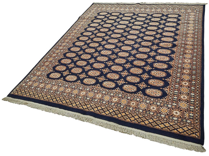 6x8 Blue Handmade Geometric Oushak Rug - 51565