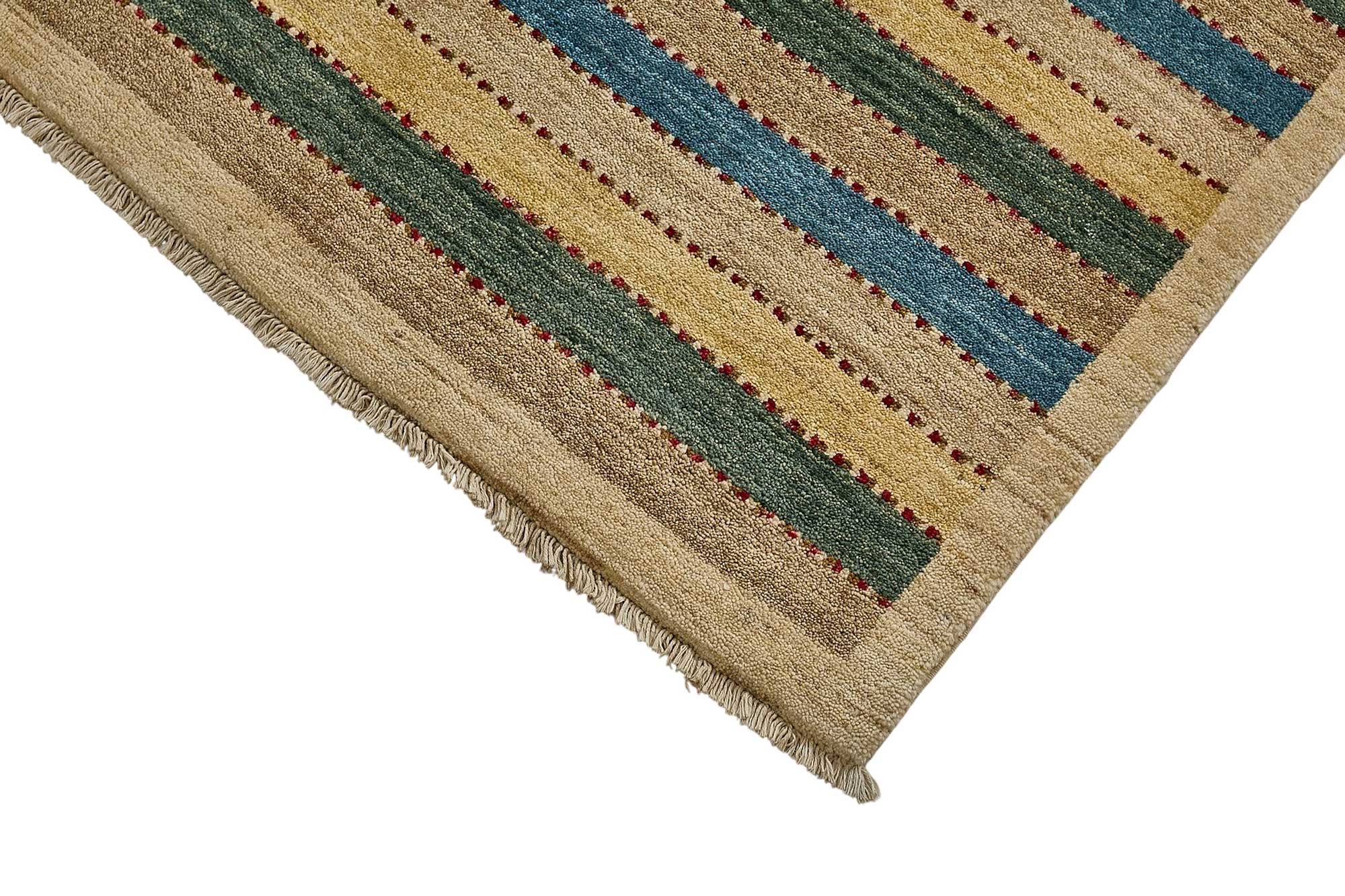 5x8 Beige Handmade Striped Oushak Rug - 51566