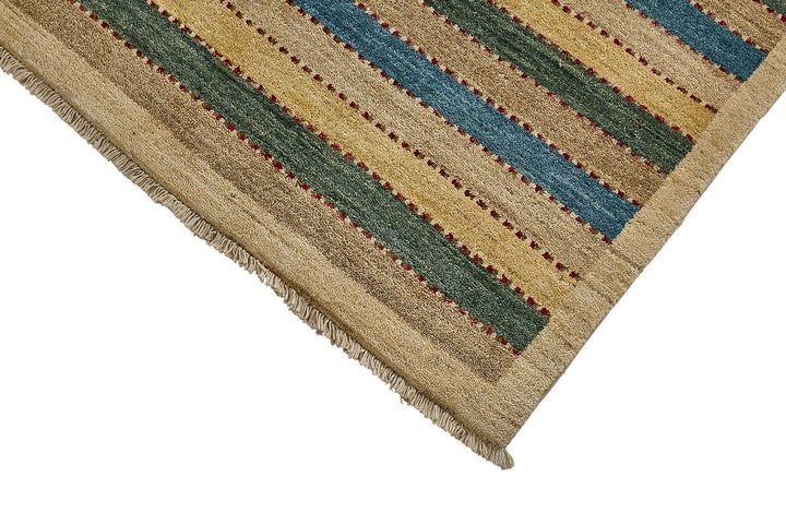 5x8 Beige Handmade Striped Oushak Rug - 51566