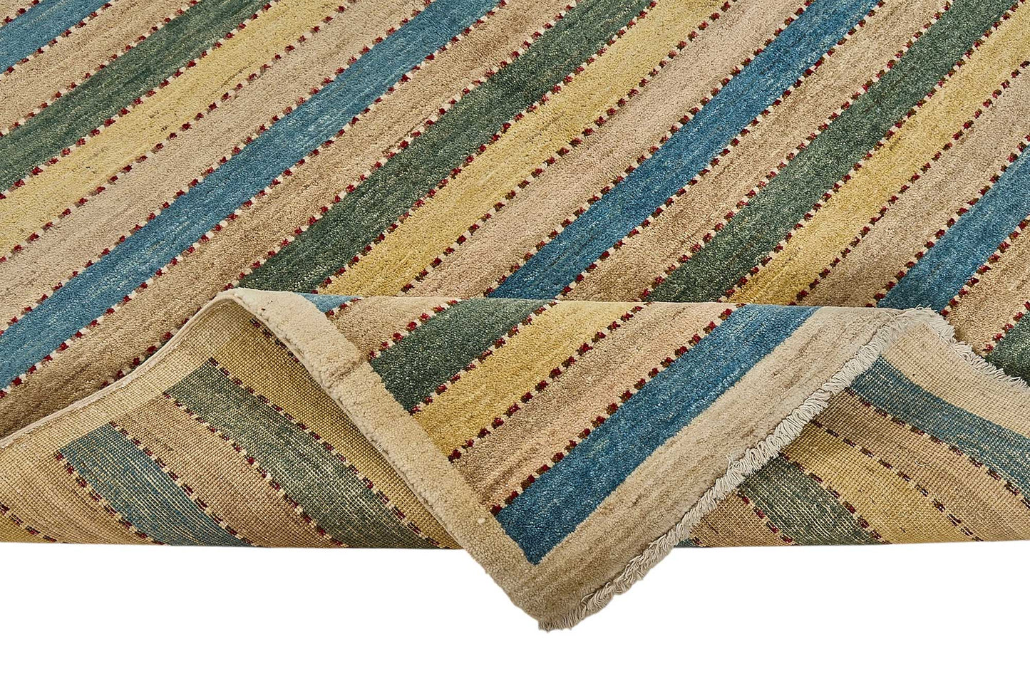 5x8 Beige Handmade Striped Oushak Rug - 51566