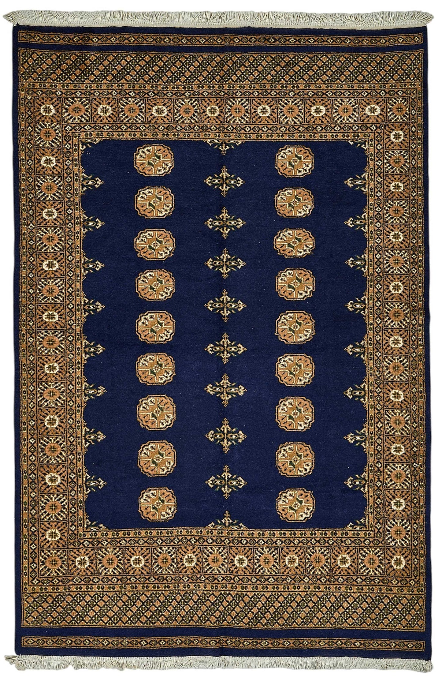 5x8 Blue Turkish Geometric Oushak Rug - 51567