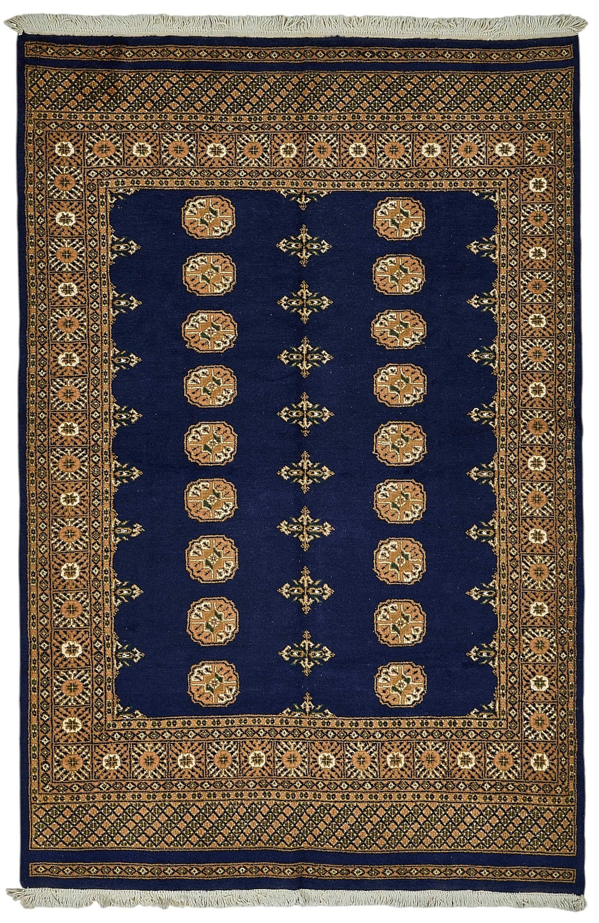 5x8 Blue Turkish Geometric Oushak Rug - 51567