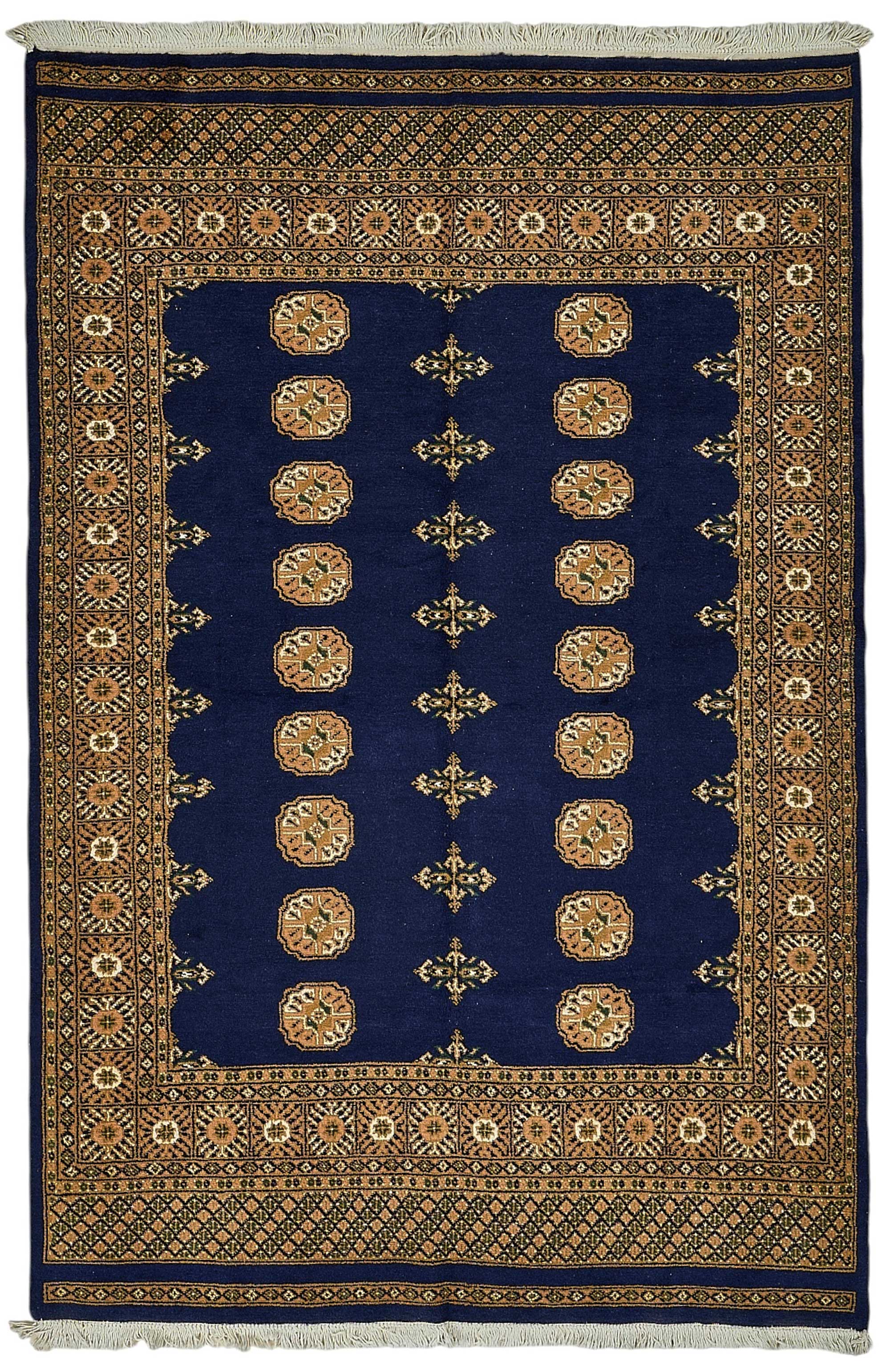 5x8 Blue Turkish Geometric Oushak Rug - 51567