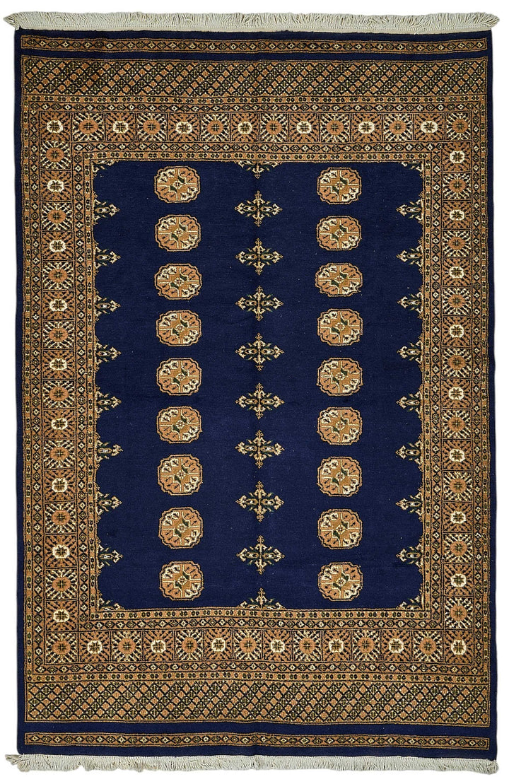 5x8 Blue Turkish Geometric Oushak Rug - 51567