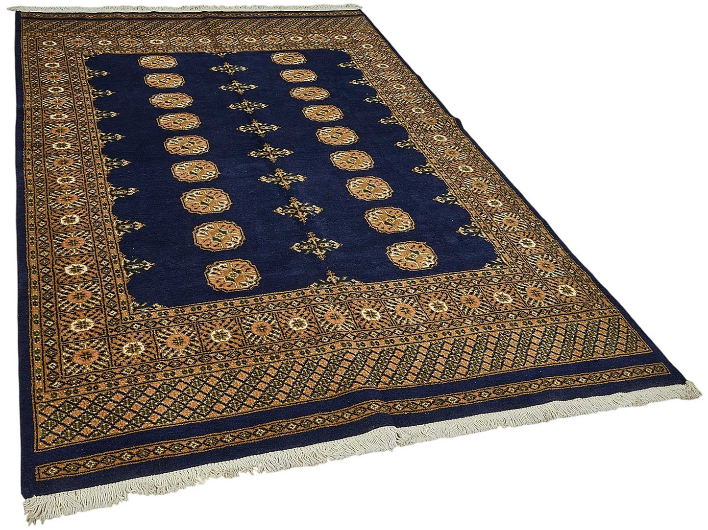 5x8 Blue Turkish Geometric Oushak Rug - 51567