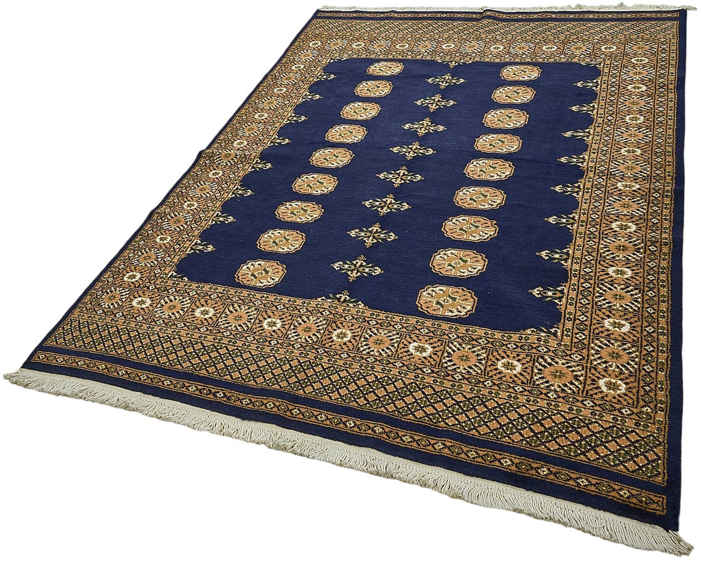 5x8 Blue Turkish Geometric Oushak Rug - 51567