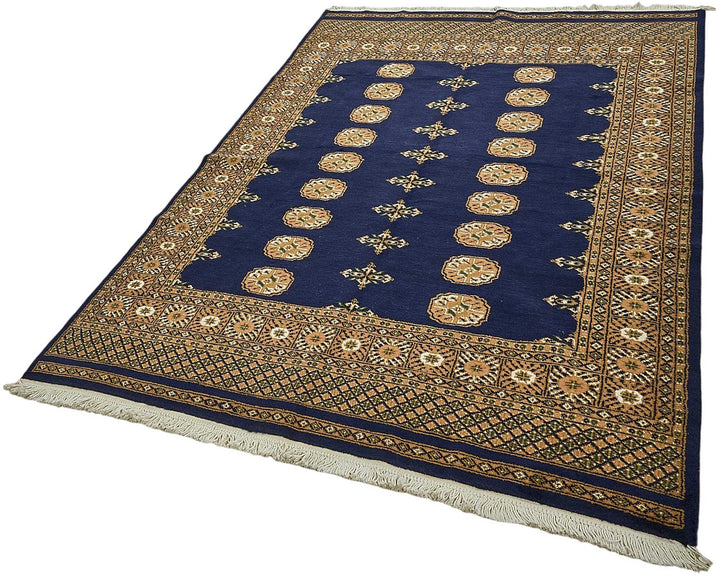 5x8 Blue Turkish Geometric Oushak Rug - 51567