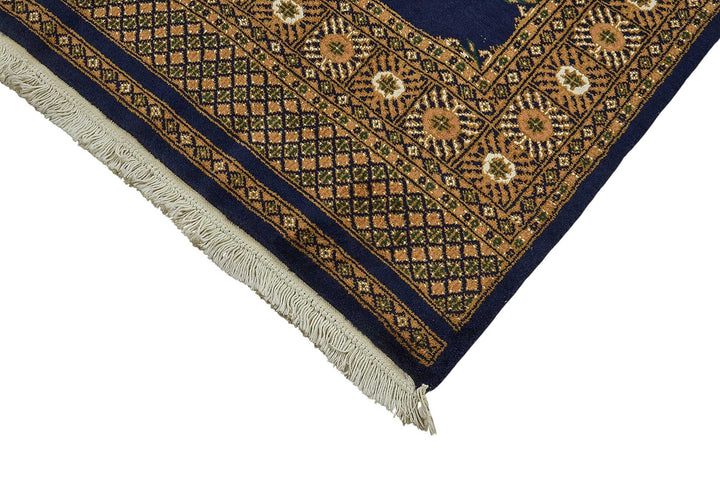 5x8 Blue Turkish Geometric Oushak Rug - 51567